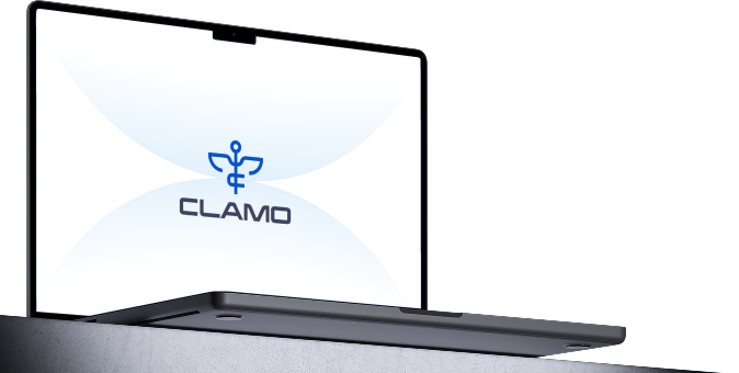 Clamo Logo on Laptop