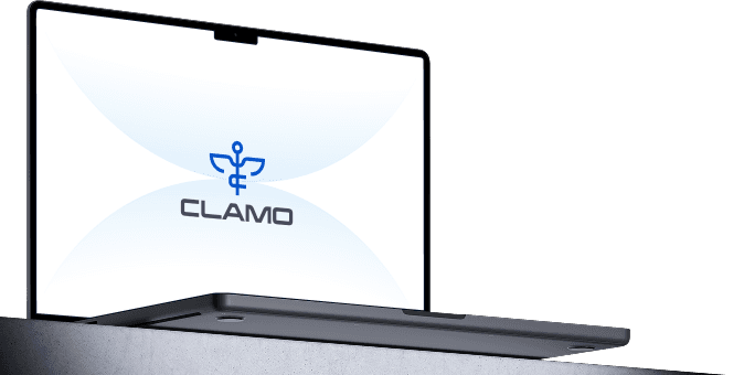 Clamo Logo on Laptop